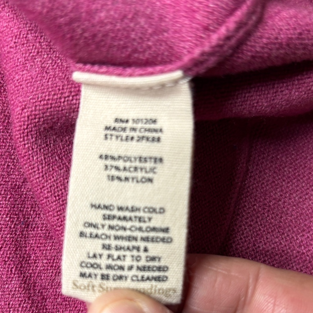 Soft Surroundings Raspberry V-Neck Sweater - Picture 3 of 6